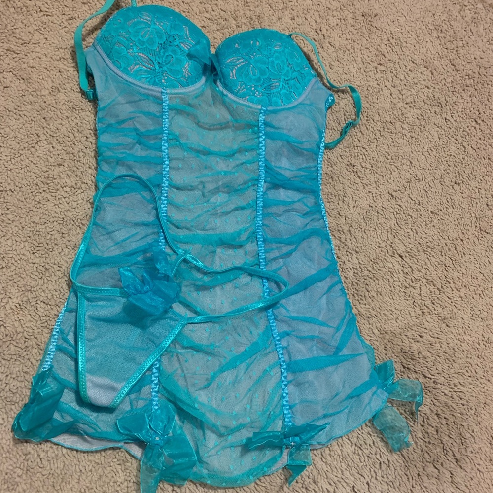 Blue and pink lingerie